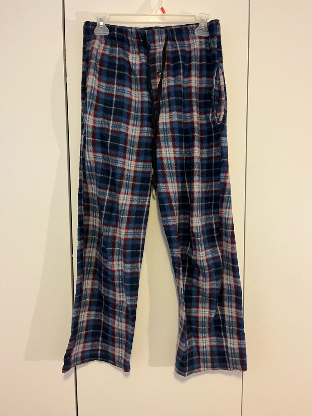 Plaid Fleece Lounge Pants - Blue Red White